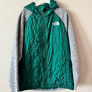 Boys The North Face Green and Heather Gray Light Jacket